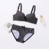Dotted Cotton Medium Padded Laced Wired Pushup Bra Set