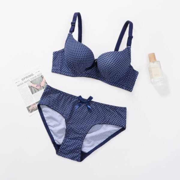 Dotted Cotton Medium Padded Laced Wired Pushup Bra Set