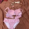 Dotted Cotton Medium Padded Laced Wired Pushup Bra Set
