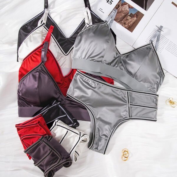Cross Thongs Silky Shinny Light Padded Bra & Panty Set