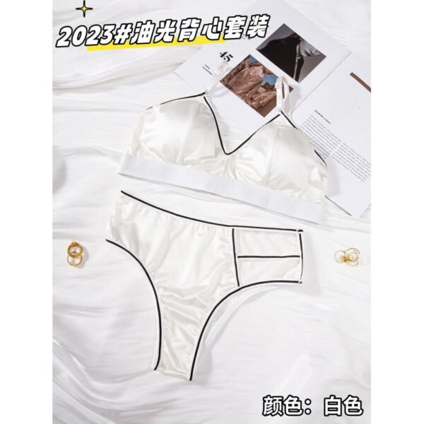 Cross Thongs Silky Shinny Light Padded Bra & Panty Set