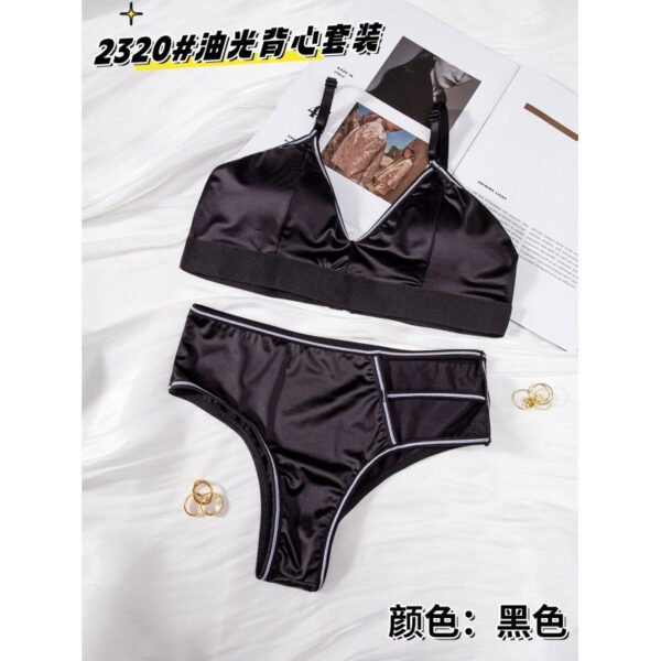 Cross Thongs Silky Shinny Light Padded Bra & Panty Set