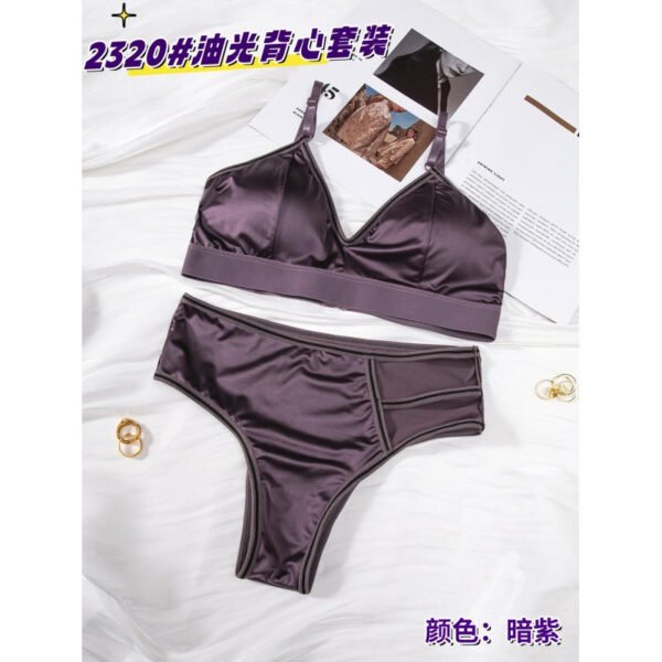 Cross Thongs Silky Shinny Light Padded Bra & Panty Set