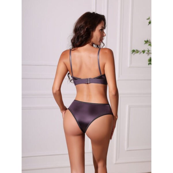 Cross Thongs Silky Shinny Light Padded Bra & Panty Set